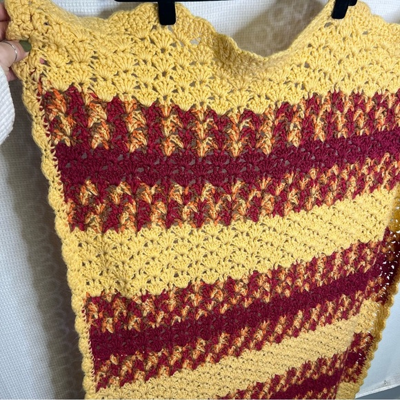 Vintage Homemade Knit Crochet Stitch Blanket - Picture 3 of 9